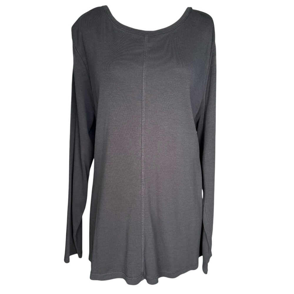 J. Jill Pima Cotton Crew Neck High-Low Tee Long Sleeve Top Comfy Casual  2X